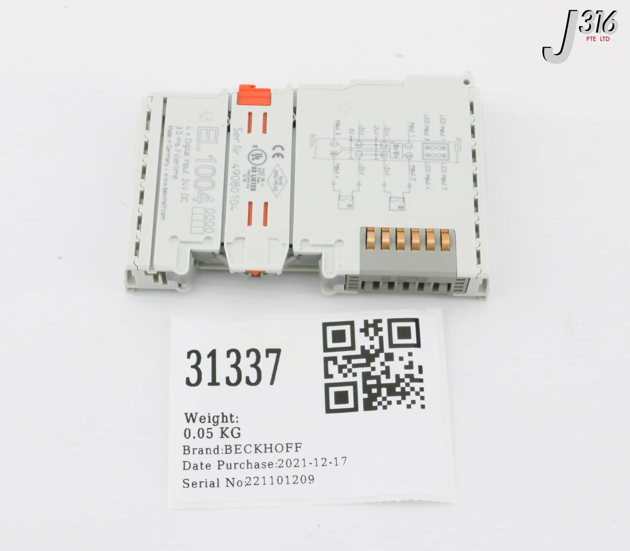 31337 BECKHOFF POTENTIAL SUPPLY TERMINAL (NEW) EL1004 886355250082